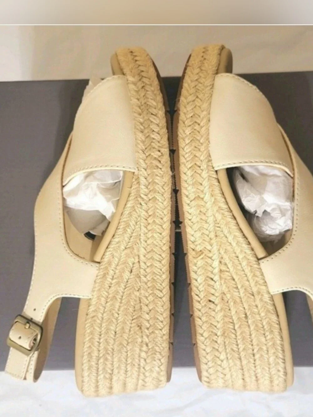 ABEO Riviera Cross‎ Espadrille Sandal Off White Cream New Sz 5 Platform Comfort